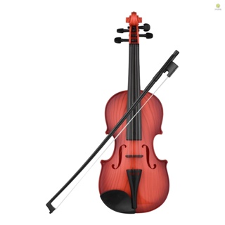 youpsg) Kids Toy Violin Mini Electric Violin with 4 Adjustable Strings Violin Bow Children Musical Intrument Toy