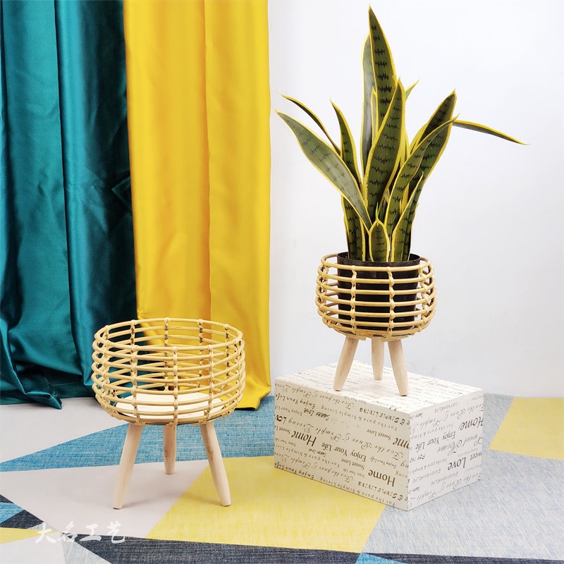 [BASKET T2E]Rattan Basket Planter Pot Corn Husk Planter Plant Pot