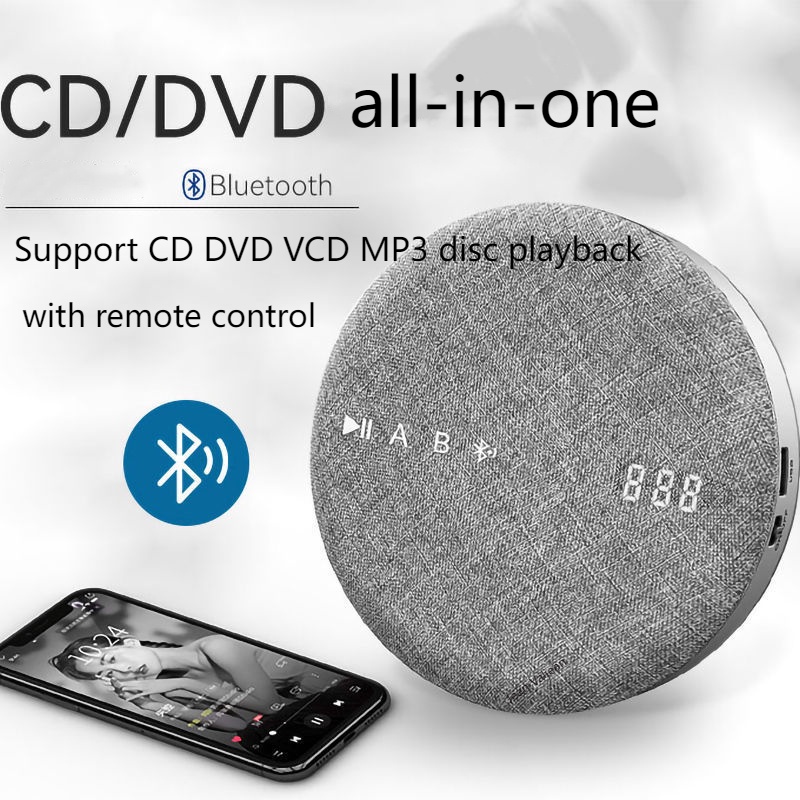 New Portable Bluetooth CD Player DVD VCD MP3 Hifi With Speaker Walkman