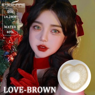 D10✸○✲EYESHARE 1 Pair of Christmas Atmosphere LOVE Brown Softlens Eye Soflens Diameter 14.2MM BIG EYES Soflen Newest Mod
