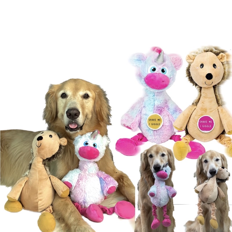 Giggle Dog Plush Toys Giggling Sound Giggler Tug Fetch Soft Chew Cuddle