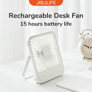 JISULIFE Mini Table Fan USB Rechargeable Portable Desk Fan 4500 mAh Battery Small Personal Desktop Fan Suit For Office Dormitory Outdoor Strong Wind