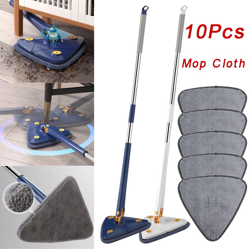 10Pcs Telescopic Triangle Mop 360 Rotatable Adjustable Cleaning Mop