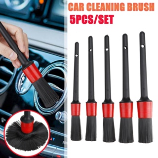 5PCS Car Detailing Brushes Cleaning Car Brush Set Cleaning Wheels Tire Interior Exterior Leather Air Vents Car Cleaning Kit Tools