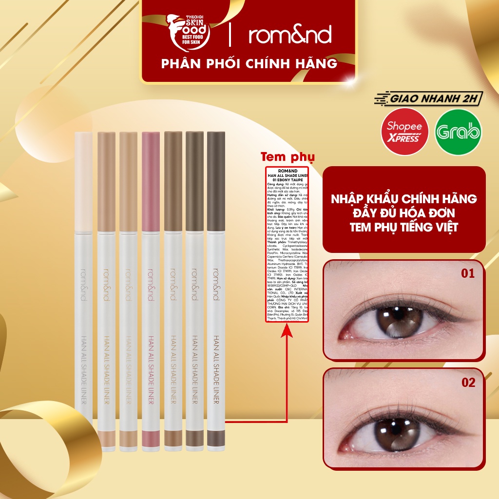 Romand Han All Shade Liner Thin, LongLasting Wax Eyeliner 0.09g