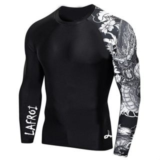 LAFROI Men's Long Sleeve SwimSuit Rush guard Fit Compression Rash Guard Sportswear Gym Clothes Fitness UV SUN PROTECTION-CLYYB2