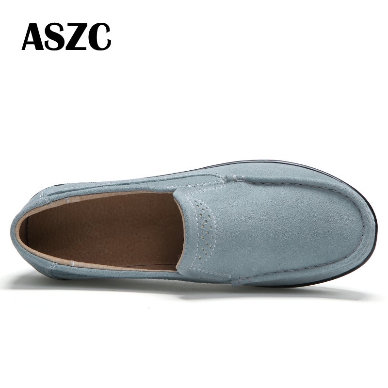 Image of 【ASZC】Fashion Women Platform Shoes Comfort Anti Slip Suede Leather Loafers Height Increasing Ladies Casual Shoe #3