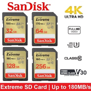 SanDisk Extreme SD Card SDHC/SDXC 32GB 64GB 128GB 256GB 180mb/s 4K Video UHS-I Class 10 Memory Card DLSR Camera