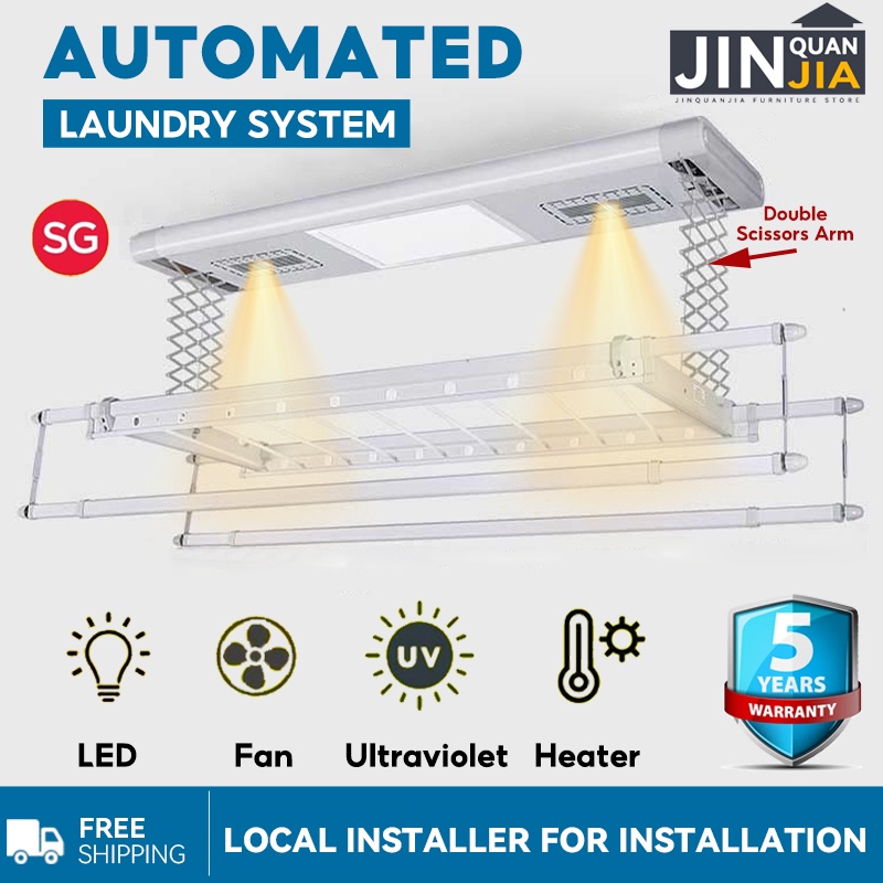 JINQUANJIA Automated Laundry Rack Electric Clothes Hanger Rack Smart Laundry System 5 Years