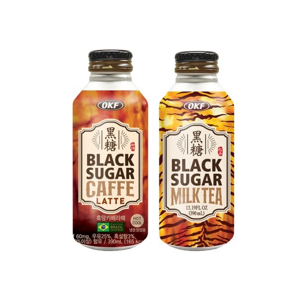 OKF Black Sugar Caffe Latte / Milk Tea Double Bottle Pack (390ml x 2