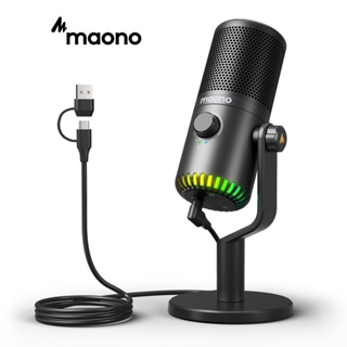 Maono DM30 USB Microphone RGB Gaming Microphone Computer Mic USB Gaming Mic with Mic Gain and RGB Lighting for PC,Computer,Phone,Gaming,Recording,Live Streaming