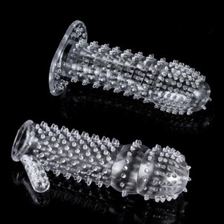 [RO] Silicone Spike Dotted Ribbed Clear Condom Penis Extension Sleeve Adult Sex Toy