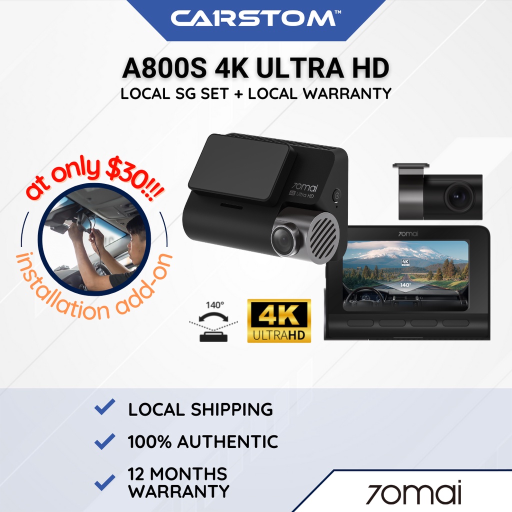 SG Instock 70Mai A800S 4K International Ver Dash Cam Car Recorder