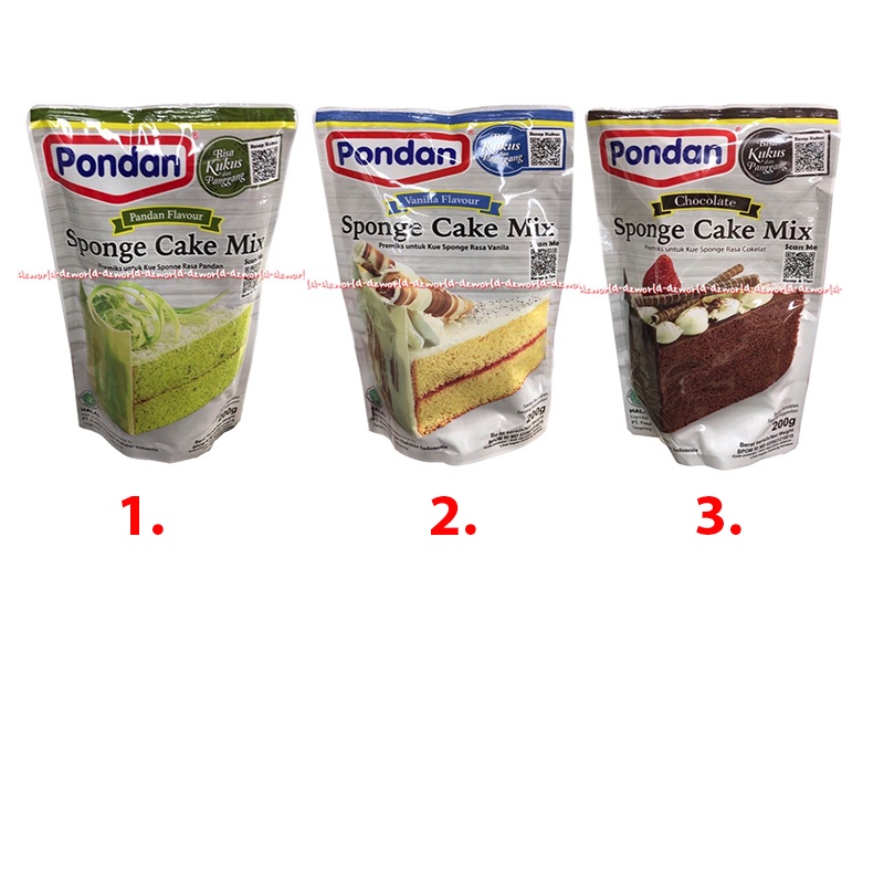 Pondan Sponge Cake Mix 200gr Pandan Vanilla Chocolate Flavor Premix
