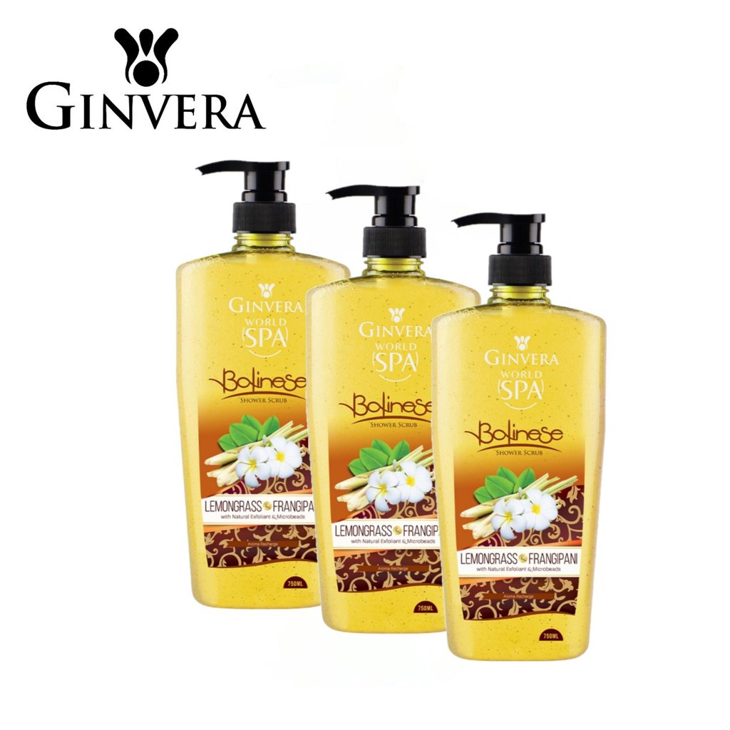 GINVERA World Spa Shower Scrub 750ml Bundle of 3 Nondrying body
