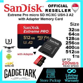 [SG] SanDisk Extreme Pro 32GB | 64GB | 128GB | 256GB | 400GB | 512GB | 1TB micro SD XC microSD USH-3 A2 Memory Card