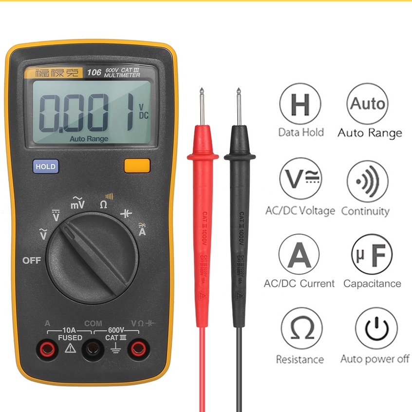 FLUKE 106 Digital Multimeter Mini Palm sized Multimeter 6000 Counts