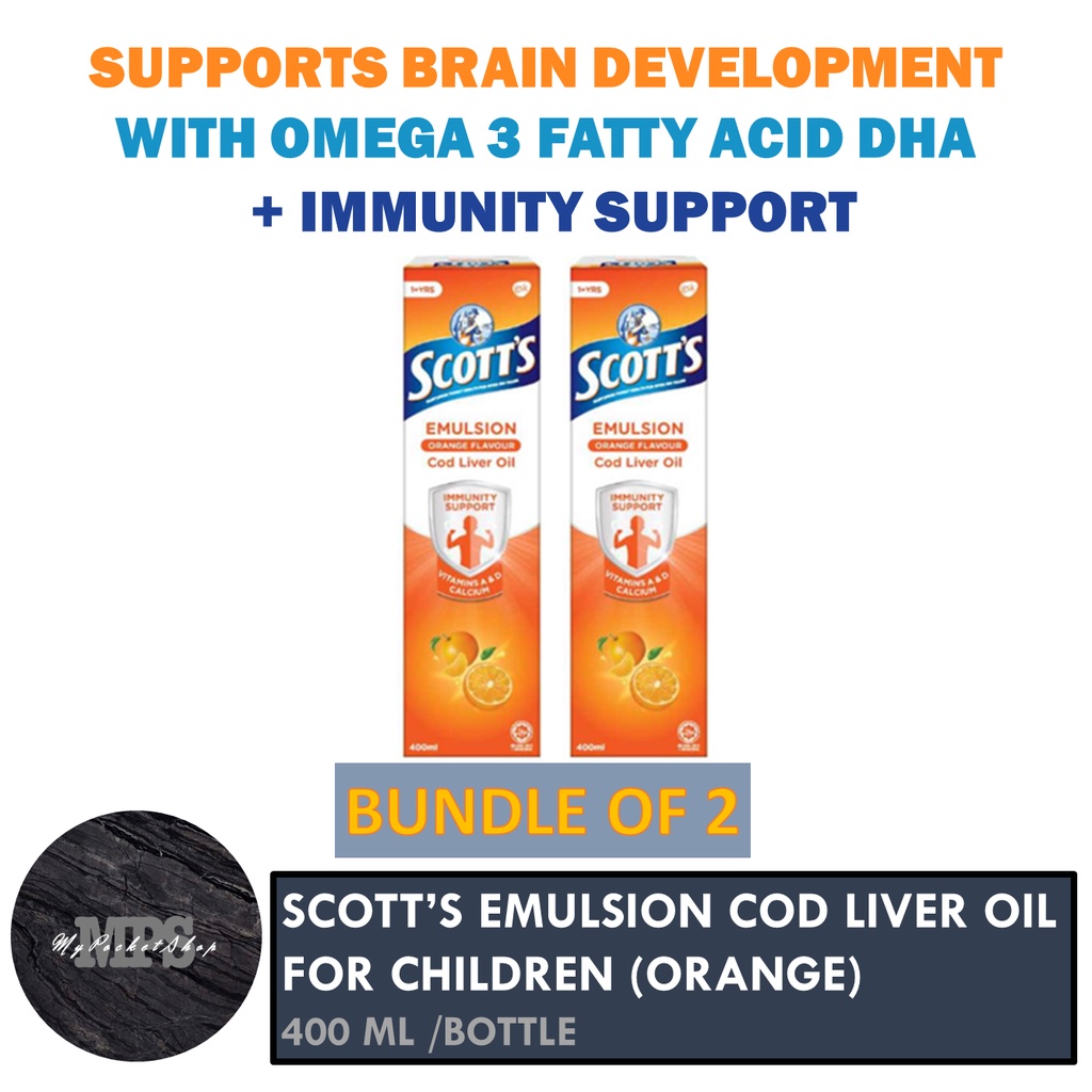 (BUNDLE OF 2) Scott's Emulsion Cod Liver Oil (Orange) | Shopee Singapore