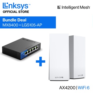 [Bundle Deal] Linksys Velop AX4200 Tri-Band WiFi 6 Mesh System (2 Pack, MX8400) + LGS105 5-Port Business Gigabit Switch