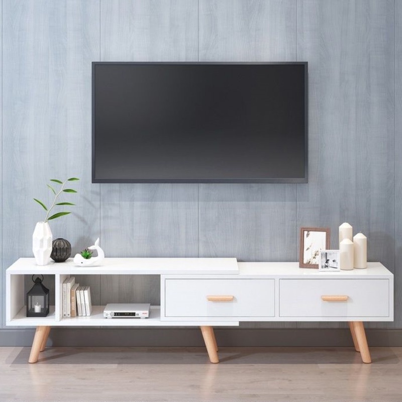 TV Simple Solid Wood TV Storage Living Room Retractable