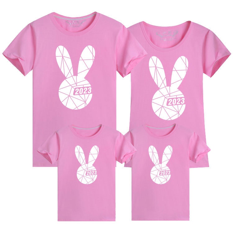 Image of 2023 Rabbit Year Tee Chinese New Year Clothes Rabbit T Shirt CNY T-shirt Couple Shirt Family Set Tops Women Men Boy Girl New Year Clothes 兔年 亲子装 春节 全家福 本命年 T恤 #4