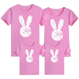Image of thu nhỏ 2023 Rabbit Year Tee Chinese New Year Clothes Rabbit T Shirt CNY T-shirt Couple Shirt Family Set Tops Women Men Boy Girl New Year Clothes 兔年 亲子装 春节 全家福 本命年 T恤 #4