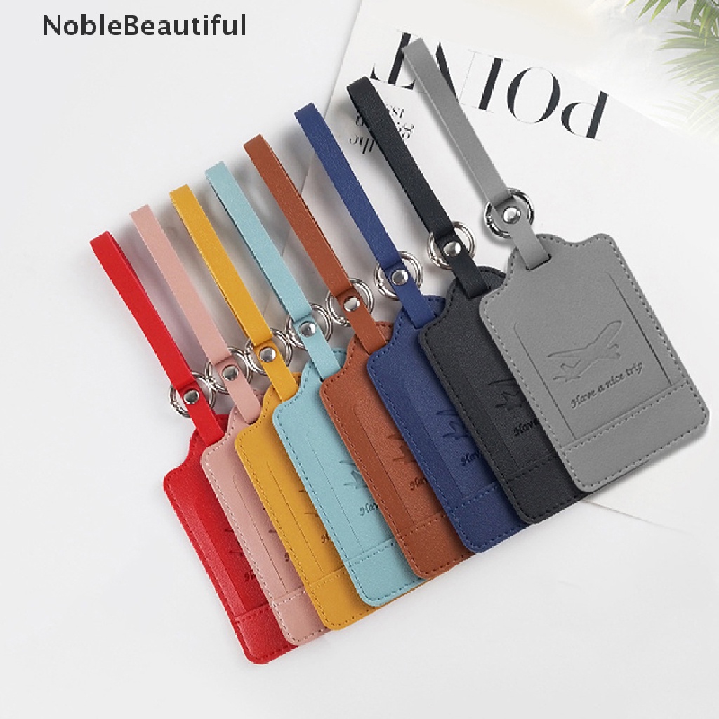 [NobleBeautiful] Personalised Leather Luggage Tag Portable Travel Fashion Solid Color  Baggage Claim Suitcase Label Bag Accessories Travel Supplies Name ID Address Portable Tag [SG