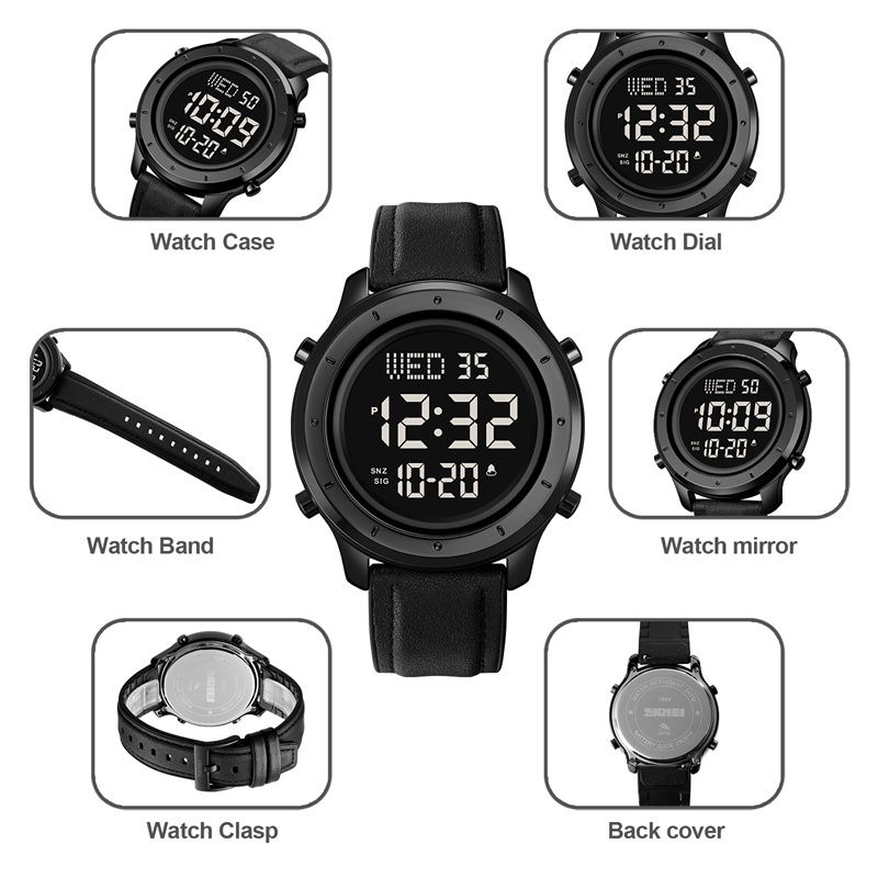 Skmei Men's Digital Sports Watch Fashion LED Light Countdown Multifunction Waterproof Wristwatch Original Brand Military Dual Time