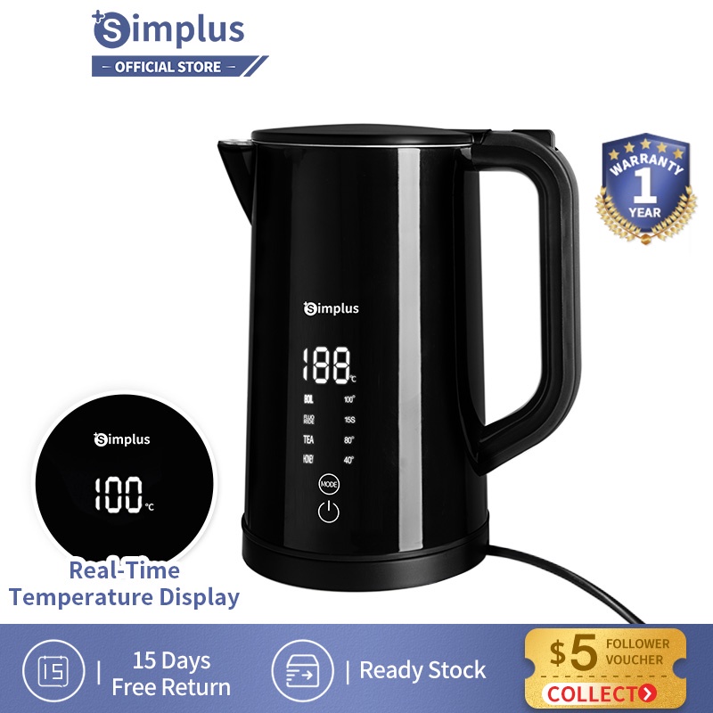 Simplus 1.8L Electric Kettle Digitial Screen RealTime Temperatre