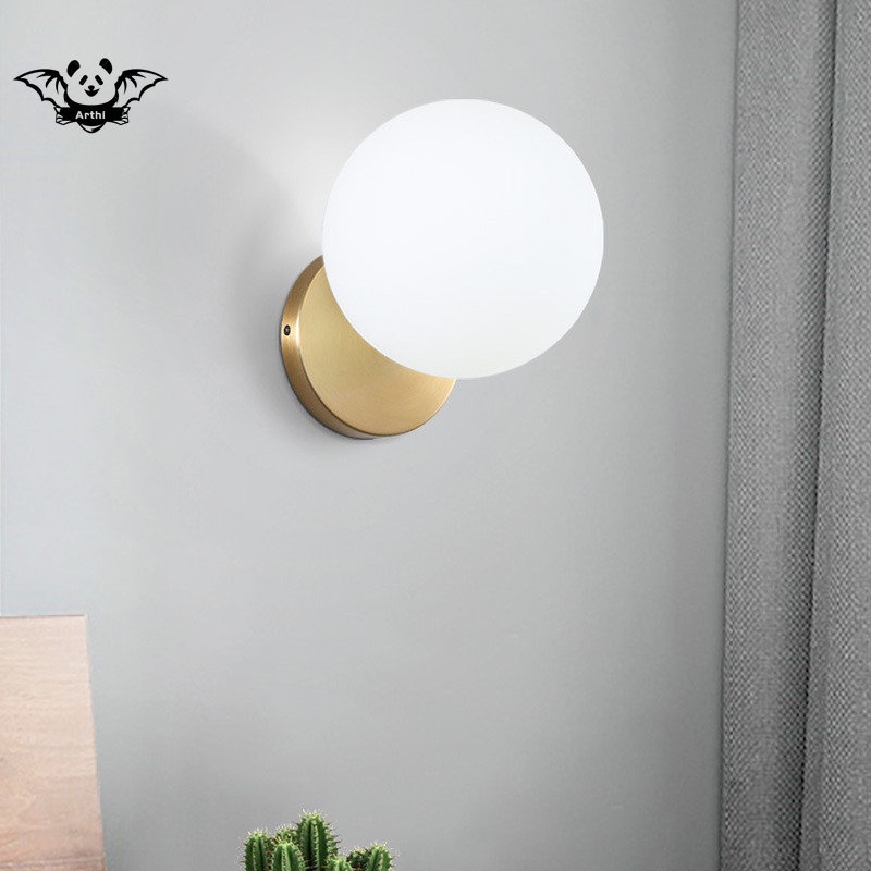 Glass Lampshade Wall Lamps Bedroom Bedside Reading Light Modern