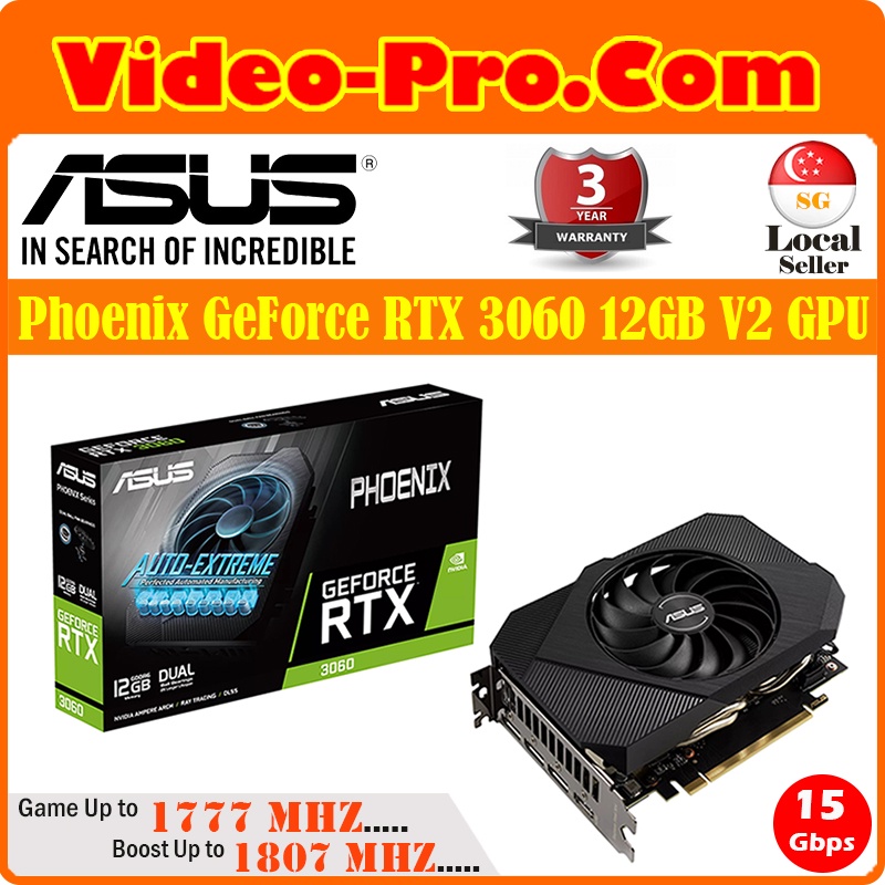 Asus Phoenix GeForce RTX 3060 12GB V2 Graphics Card PH-RTX3060-12G-V2 ...