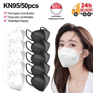 100pcs KN95 Face Mask Protective Face Shield Mask for Adult Dust Mask White/Black