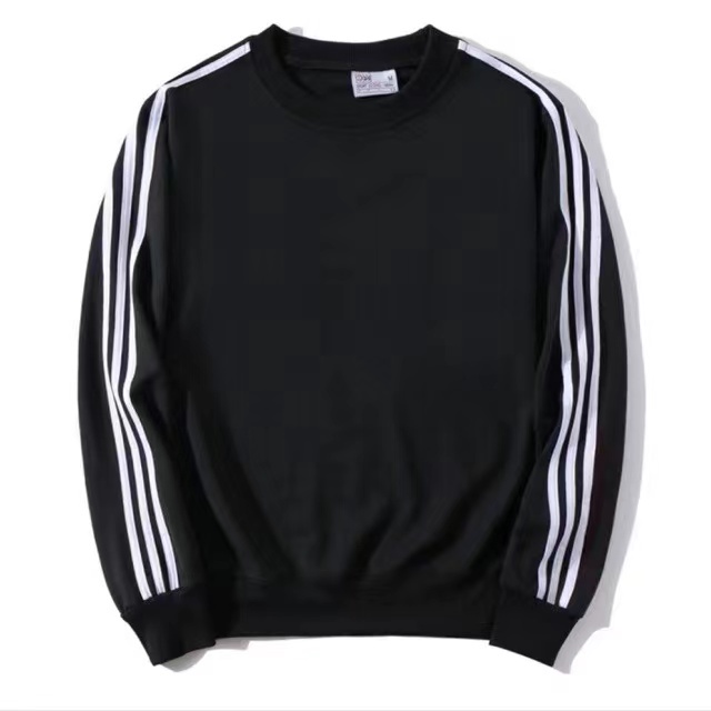 Unisex Pure Color Sweater Longsleeve Sweatshirt Crew Neck With 3 Line