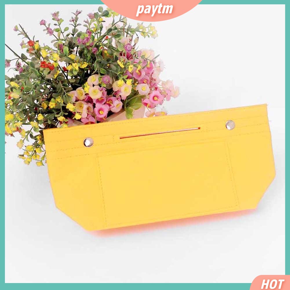 PM Women Multiple Pockets Tote Insert Pouch Cosmetic Storage Organizer Felt Bag