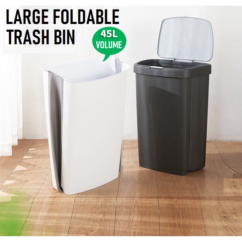 Large Foldable Trash Bin Rubbish Bin 45L Kitchen Bin Camping BBQ Buffet