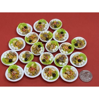 Handmade Miniature Hawker Food Lunch Fishball Dry Noodle, 1 bowl, clay #8