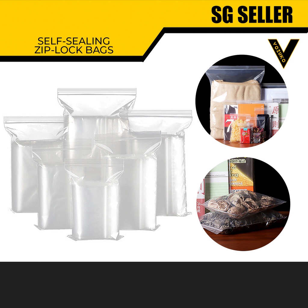 SG Ziplock selfsealing bag ziploc transparent recyclable perfect for