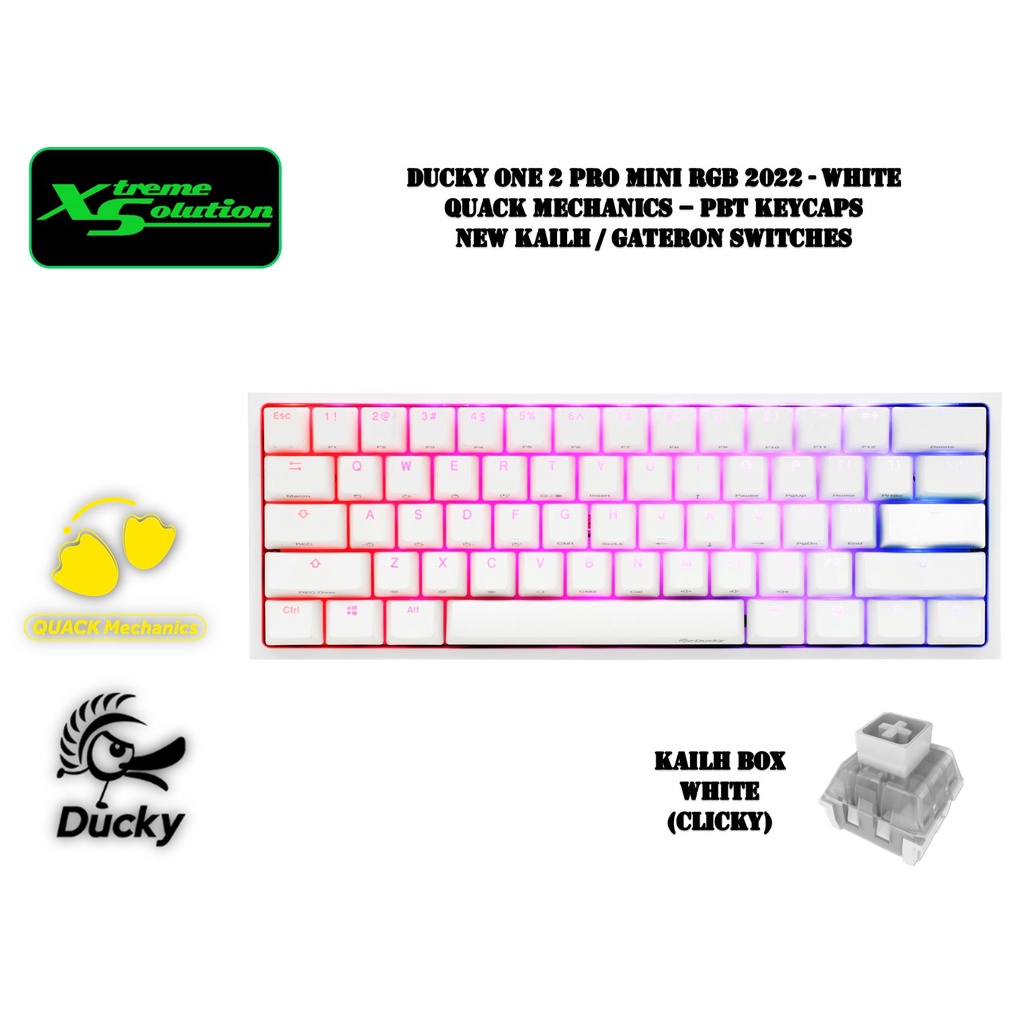 Ducky One 2 Pro Mini White Edition 60 Mechanical Keyboard Quack