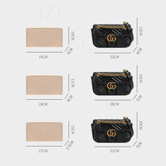 [Liner Bag] Size Can Be Customized Bag Internal Support Type In Organizer Storage Bag.suitable For gucci marmont Liner Lining Large Medium Small Separate Tidy-Up