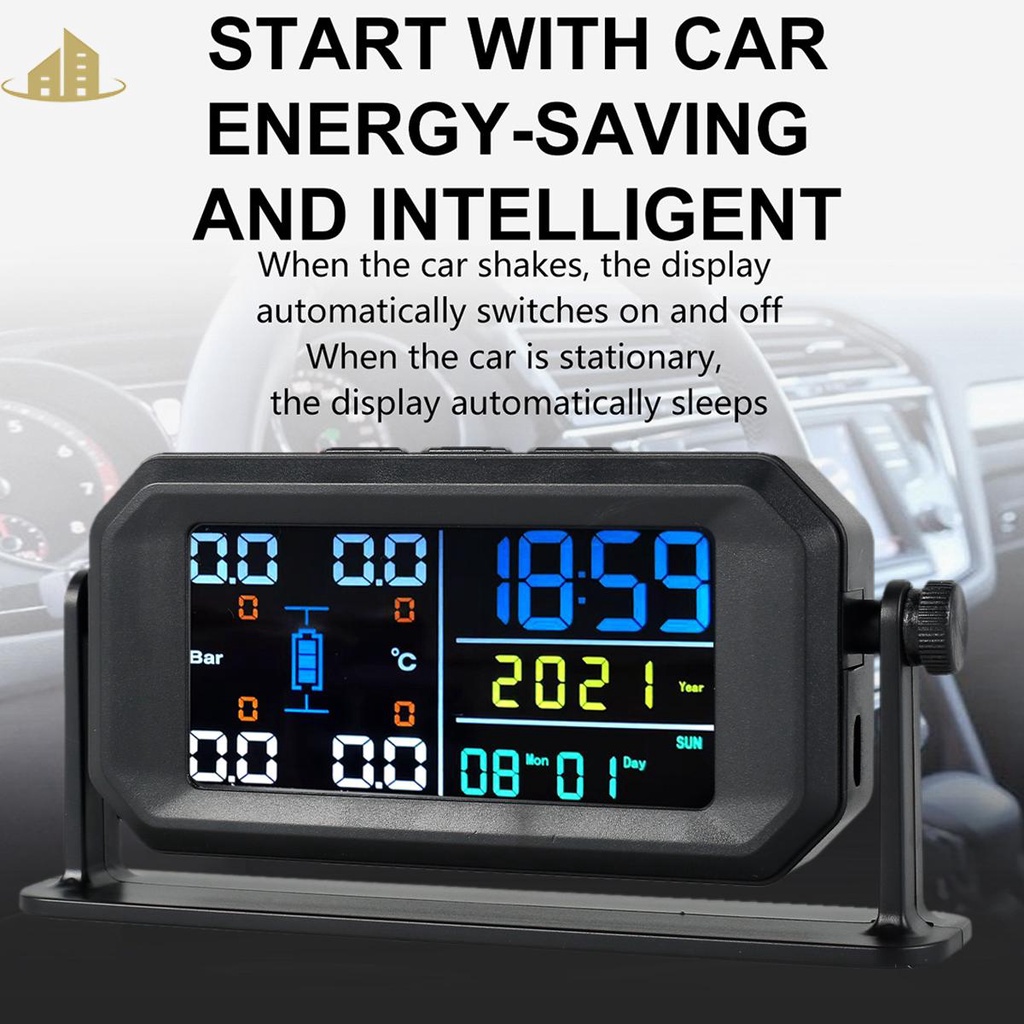Tire Pressure Monitoring System Solar&USB Powered Tire Pressure Monitor with Multi Alarm Modes IPX7 Waterproof TPMSSHOPSBC4994