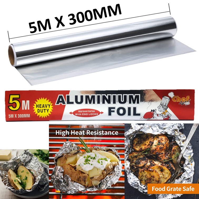Chef Aluminium Foil Heavy Duty 5m x 300mm Long Heavy Duty Aluminum Foil