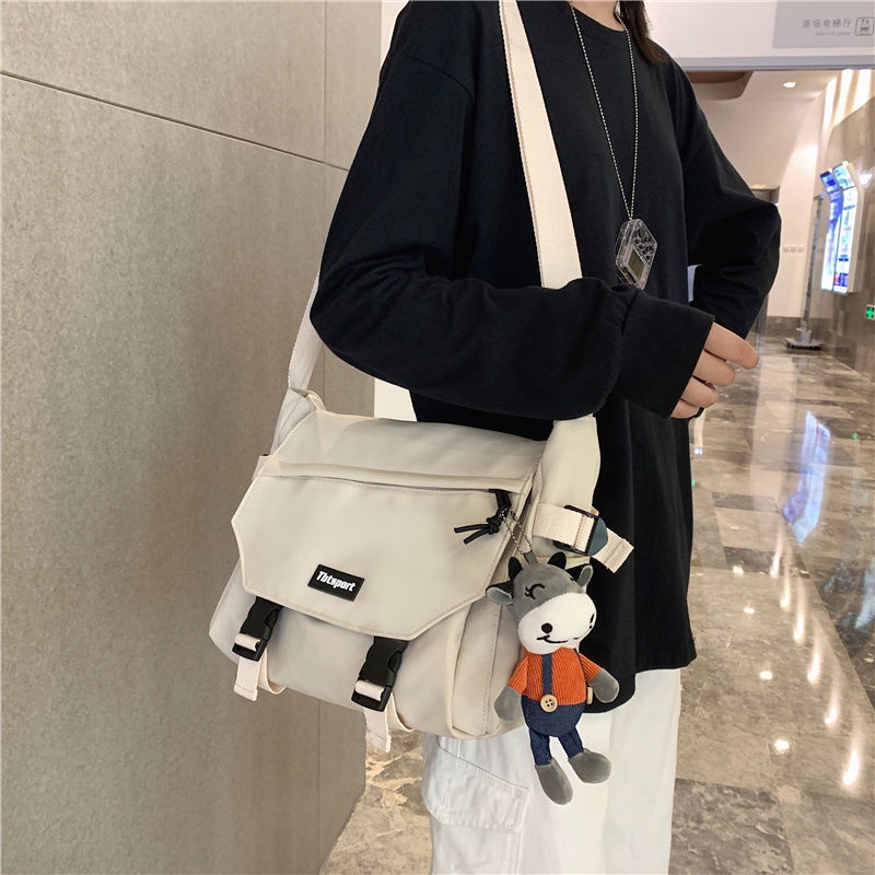 Image of Large-Capacity Tote Bag Sling bag woman canvas black big shoulder bag crossbody bag female bag nylon zip #8