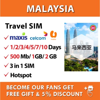【Malaysia】【1 - 15 days Daily 500MB/ 1 GB/ 2GB】Travel Prepaid Sim Card UNLIMITED GB