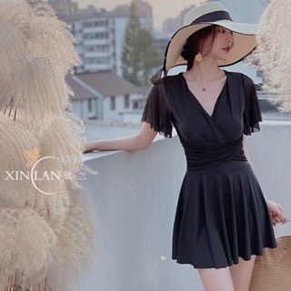 Hot Spring Swimsuit Women's Skirt Style Conservative Covering Belly, Slim and Sexy Mother's Big Breast One Piece Swimsuit Loose ins Swimsuit Women