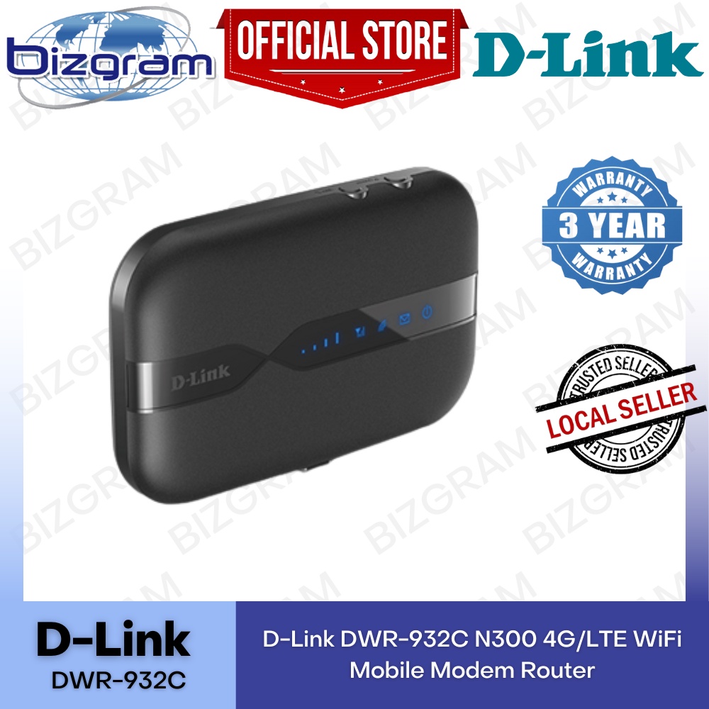 D-Link DWR-932C N300 4G/LTE WiFi Mobile Modem Router (3-Years SG ...