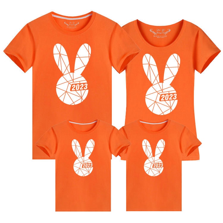 Image of 2023 Rabbit Year Tee Chinese New Year Clothes Rabbit T Shirt CNY T-shirt Couple Shirt Family Set Tops Women Men Boy Girl New Year Clothes 兔年 亲子装 春节 全家福 本命年 T恤 #6