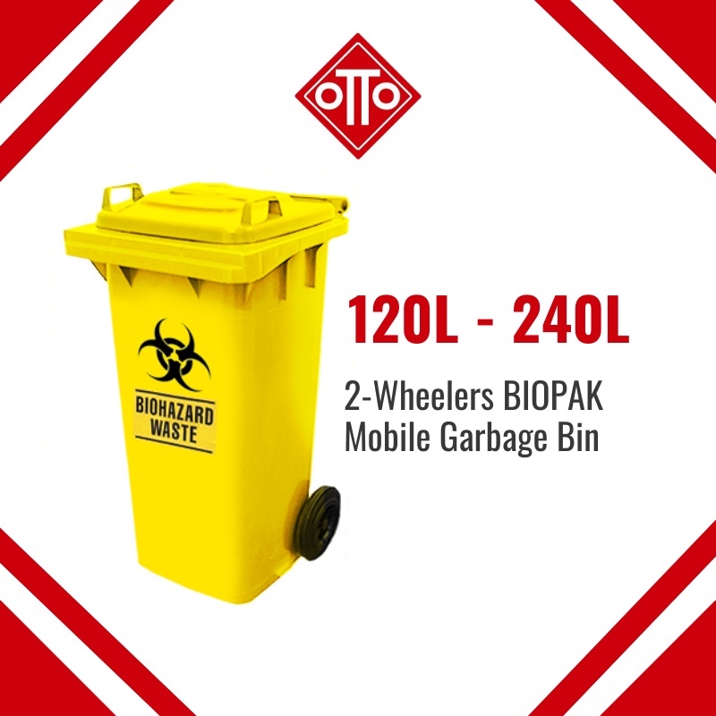 120 240L OTTO MGB 2wheeler BioHazard Bin with Step Pedal / Pedal Bin