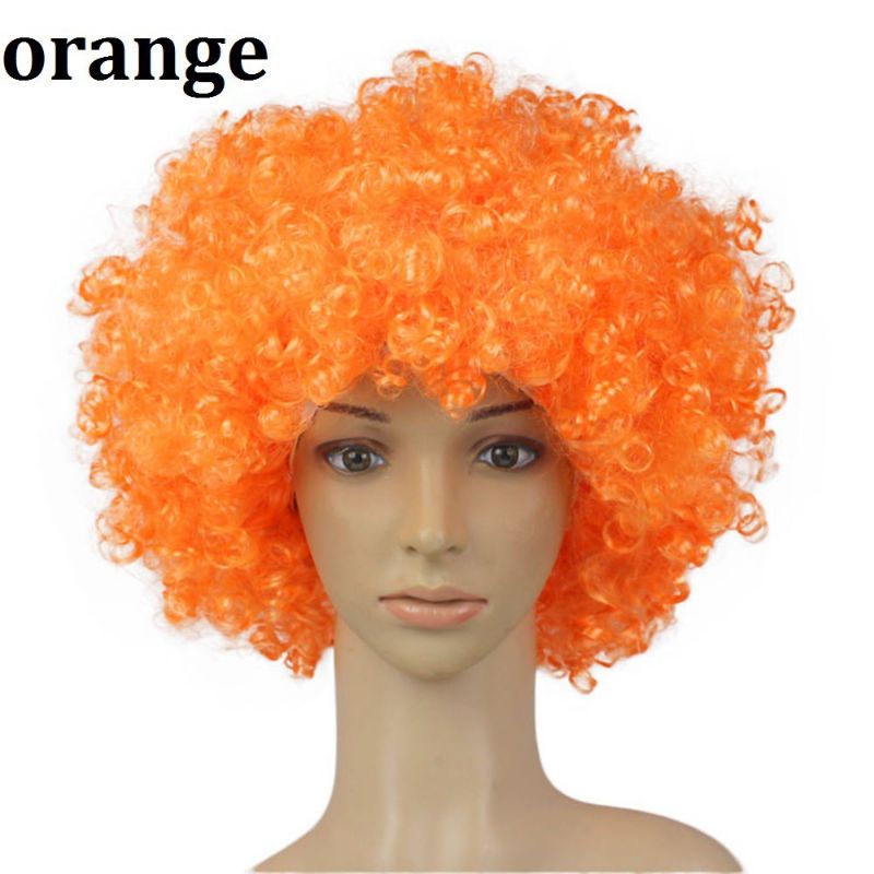 Colourful afro clown wig fancy dress dinner and dance circus clown fake hair Halloween retro