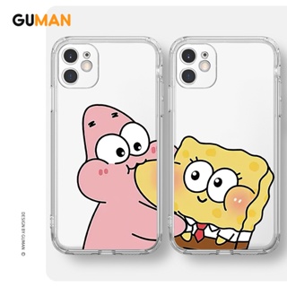 GUMAN Soft Transparent Matching Couple Set Cute Funny Shockproof Phone Case Compatible for iPhone Case 14 13 12 11 Pro Max SE 2020 X XR XS ip 8 7 Plus Clear Casing XYB1129