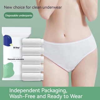 5 Pieces Plus Size Disposable Panties Ladies Premium Cotton Panties Maternity Confinement Brief Soft Comfortable Underwear Individually Wrap M-XXXL